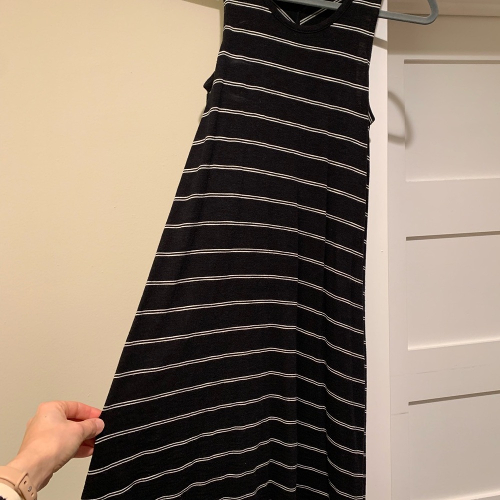 Madewell Black and White Striped Sleeveless Dress